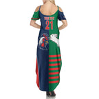 Custom Roosters-Rabbitohs Family Matching Summer Maxi Dress and Hawaiian Shirt NRL Tribal Half Style
