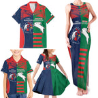 Custom Roosters-Rabbitohs Family Matching Tank Maxi Dress and Hawaiian Shirt NRL Tribal Half Style