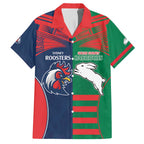 Custom Roosters-Rabbitohs Family Matching Tank Maxi Dress and Hawaiian Shirt NRL Tribal Half Style