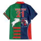 Custom Roosters-Rabbitohs Family Matching Tank Maxi Dress and Hawaiian Shirt NRL Tribal Half Style