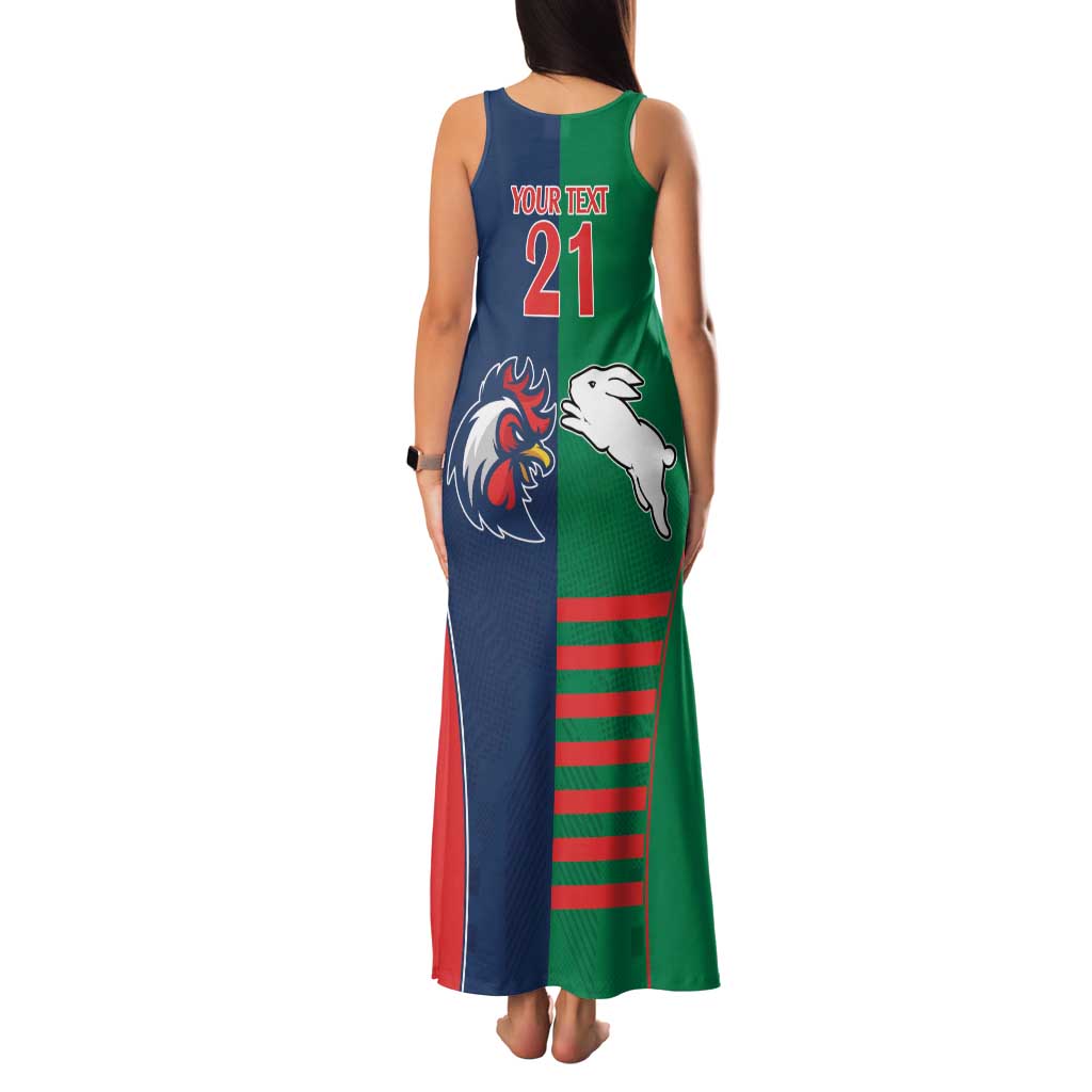 Custom Roosters-Rabbitohs Family Matching Tank Maxi Dress and Hawaiian Shirt NRL Tribal Half Style