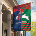 Custom Roosters-Rabbitohs Garden Flag NRL Tribal Half Style