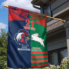 Custom Roosters-Rabbitohs Garden Flag NRL Tribal Half Style