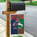 Custom Roosters-Rabbitohs Garden Flag NRL Tribal Half Style