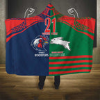 Custom Roosters-Rabbitohs Hooded Blanket NRL Tribal Half Style