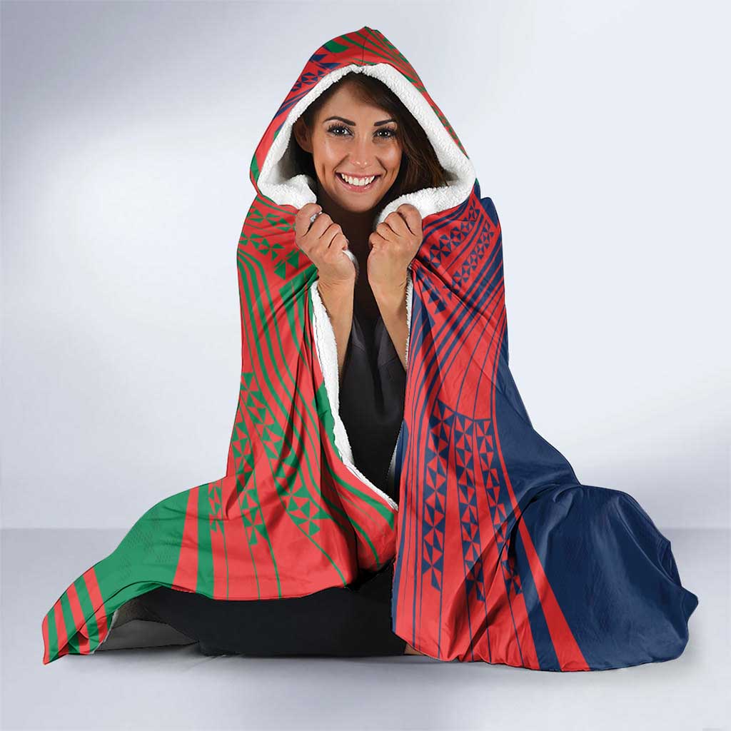 Custom Roosters-Rabbitohs Hooded Blanket NRL Tribal Half Style