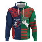 Custom Roosters-Rabbitohs Hoodie NRL Tribal Half Style
