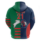 Custom Roosters-Rabbitohs Hoodie NRL Tribal Half Style