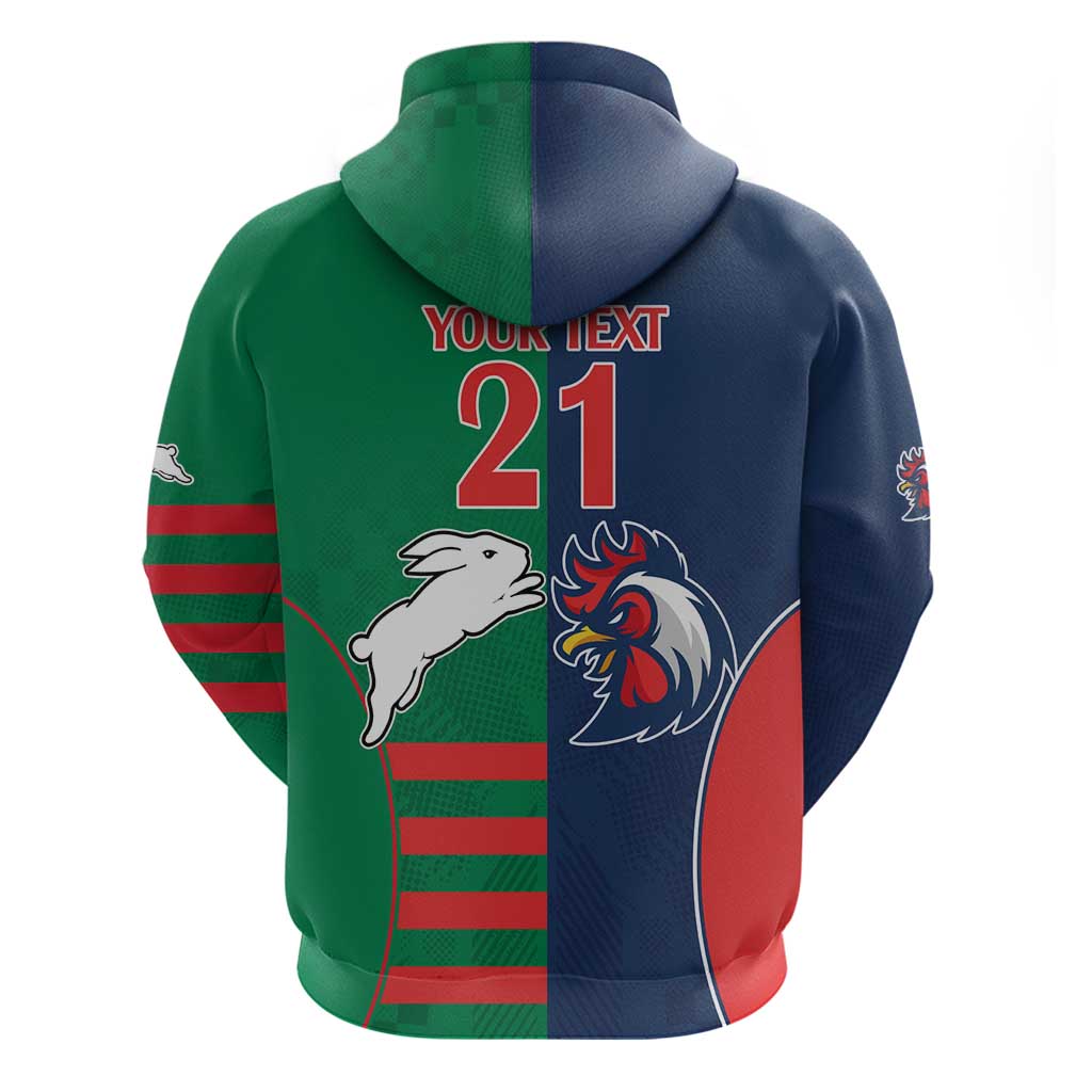 Custom Roosters-Rabbitohs Hoodie NRL Tribal Half Style