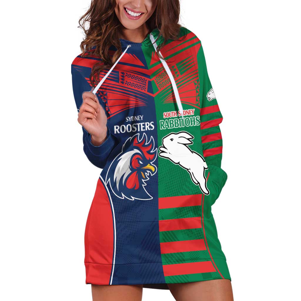 Custom Roosters-Rabbitohs Hoodie Dress NRL Tribal Half Style