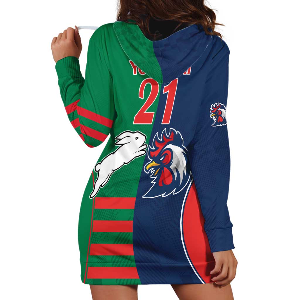 Custom Roosters-Rabbitohs Hoodie Dress NRL Tribal Half Style