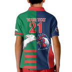 Custom Roosters-Rabbitohs Kid Polo Shirt NRL Tribal Half Style