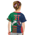Custom Roosters-Rabbitohs Kid T Shirt NRL Tribal Half Style