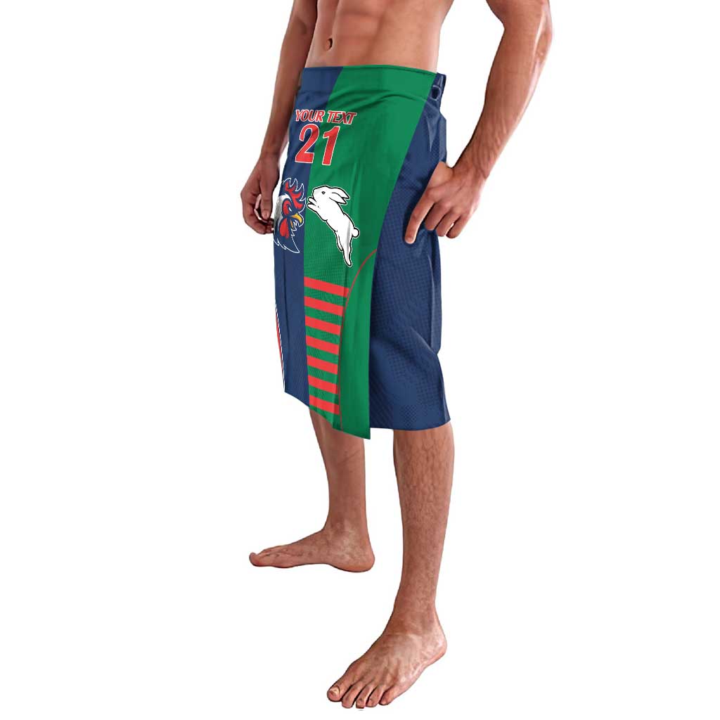 Custom Roosters-Rabbitohs Lavalava NRL Tribal Half Style