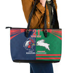 Custom Roosters-Rabbitohs Leather Tote Bag NRL Tribal Half Style