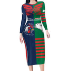 Custom Roosters-Rabbitohs Long Sleeve Bodycon Dress NRL Tribal Half Style