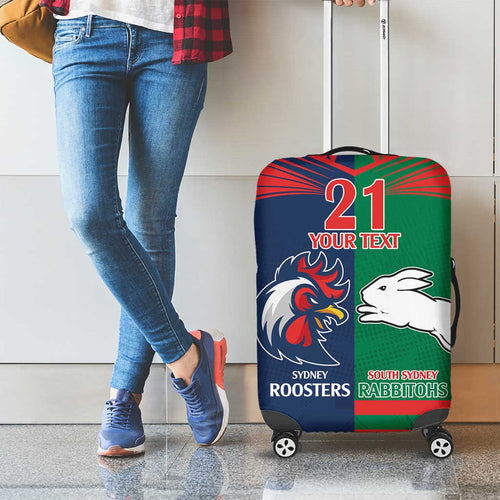 Custom Roosters-Rabbitohs Luggage Cover NRL Tribal Half Style