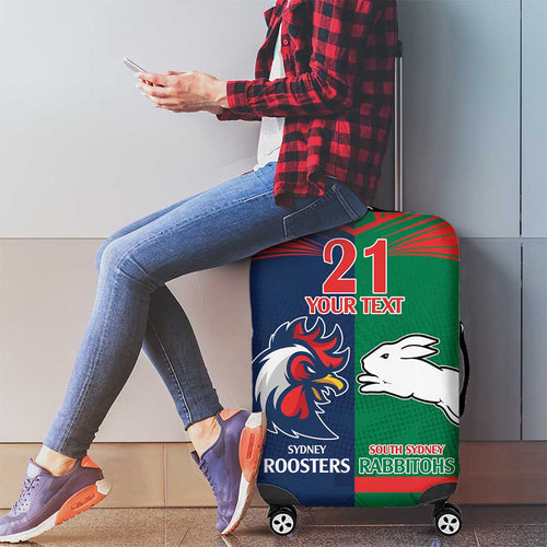 Custom Roosters-Rabbitohs Luggage Cover NRL Tribal Half Style