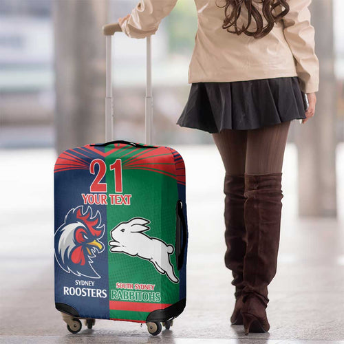 Custom Roosters-Rabbitohs Luggage Cover NRL Tribal Half Style