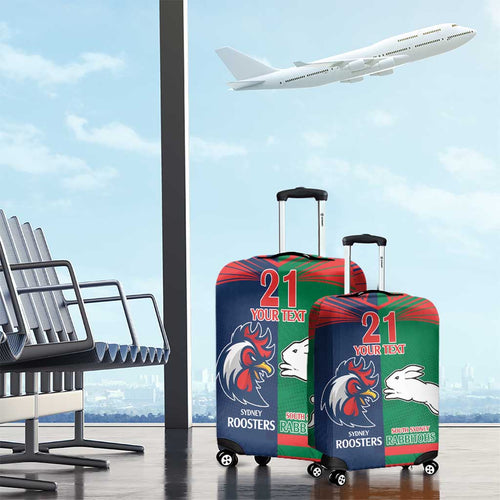 Custom Roosters-Rabbitohs Luggage Cover NRL Tribal Half Style