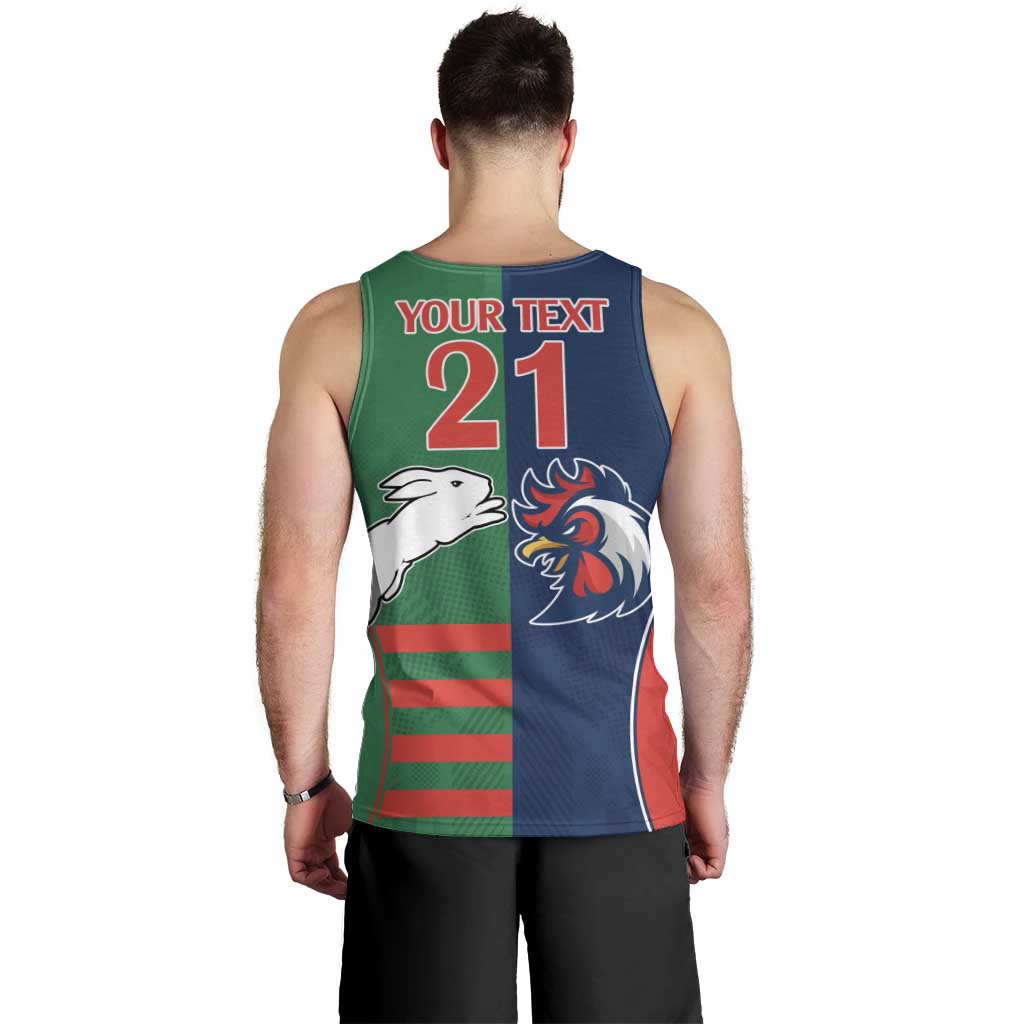 Custom Roosters-Rabbitohs Men Tank Top NRL Tribal Half Style