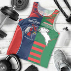 Custom Roosters-Rabbitohs Men Tank Top NRL Tribal Half Style
