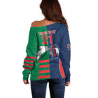 Custom Roosters-Rabbitohs Off Shoulder Sweater NRL Tribal Half Style