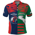 Custom Roosters-Rabbitohs Polo Shirt NRL Tribal Half Style