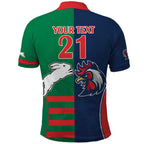 Custom Roosters-Rabbitohs Polo Shirt NRL Tribal Half Style