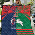 Custom Roosters-Rabbitohs Quilt NRL Tribal Half Style