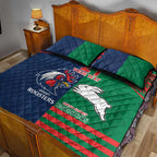 Custom Roosters-Rabbitohs Quilt Bed Set NRL Tribal Half Style