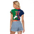 Custom Roosters-Rabbitohs Raglan Cropped T Shirt NRL Tribal Half Style