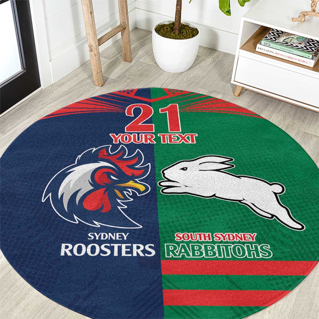 Custom Roosters-Rabbitohs Round Carpet NRL Tribal Half Style