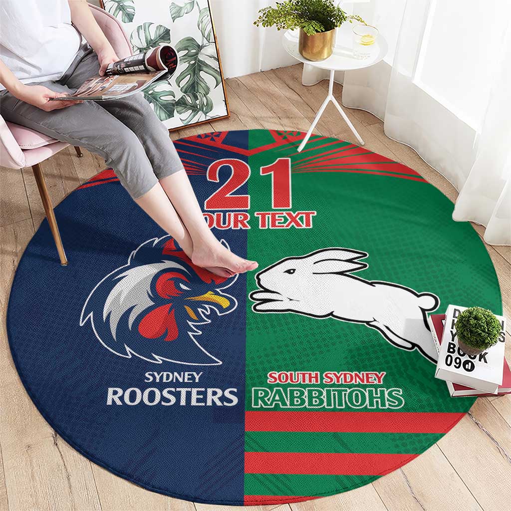 Custom Roosters-Rabbitohs Round Carpet NRL Tribal Half Style