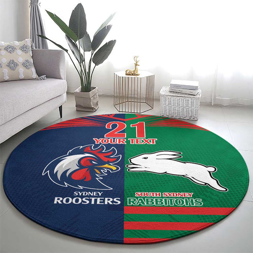 Custom Roosters-Rabbitohs Round Carpet NRL Tribal Half Style