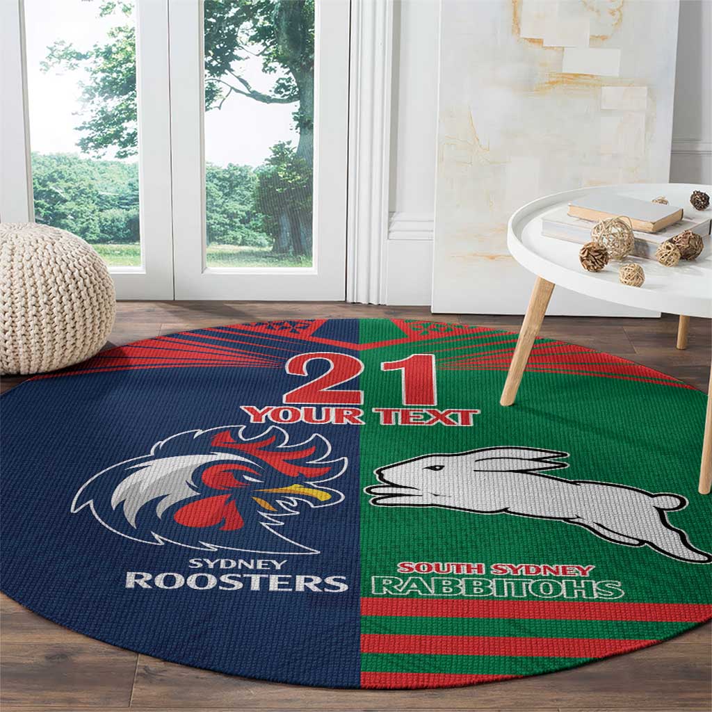 Custom Roosters-Rabbitohs Round Carpet NRL Tribal Half Style