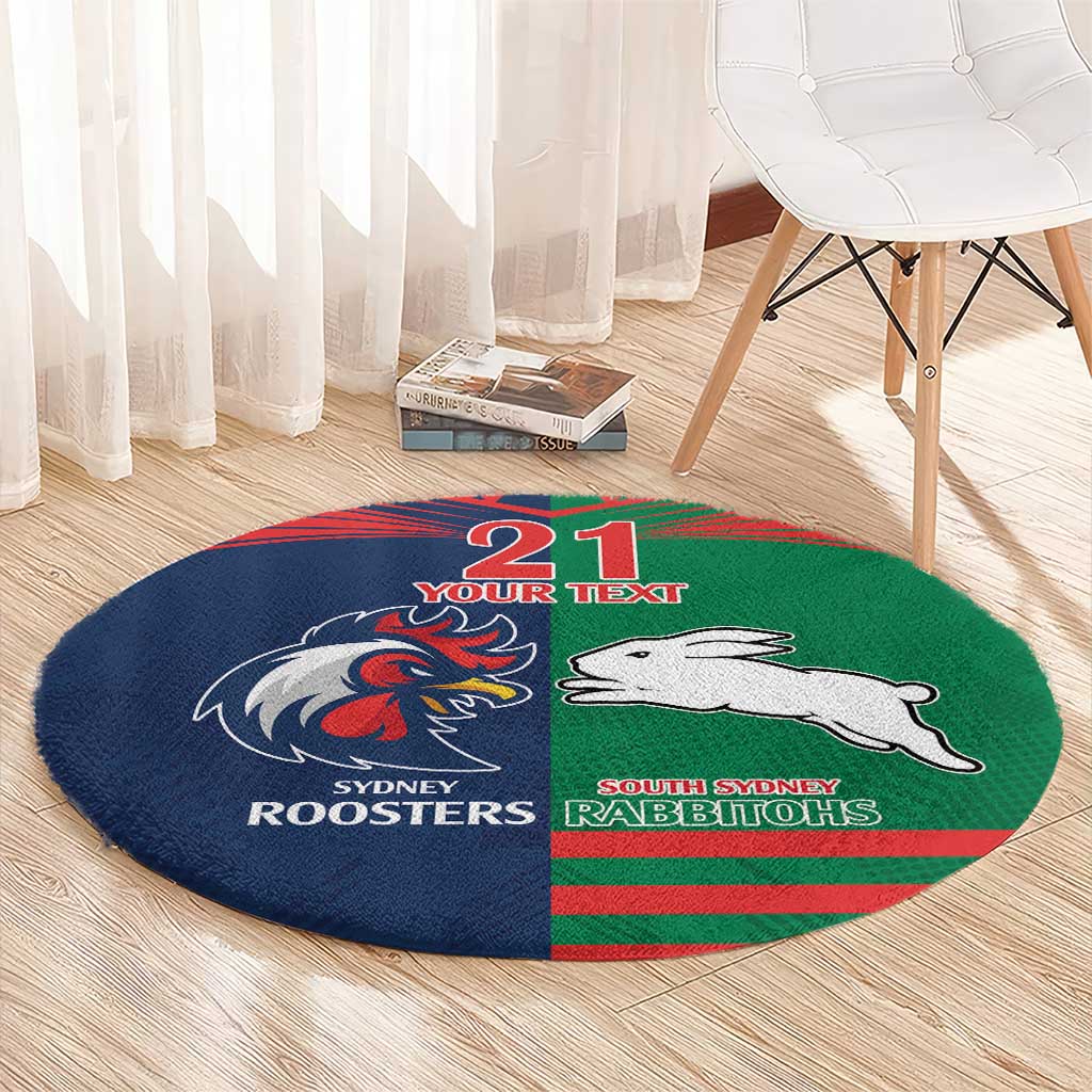 Custom Roosters-Rabbitohs Round Carpet NRL Tribal Half Style