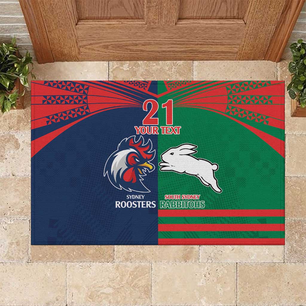 Custom Roosters-Rabbitohs Rubber Doormat NRL Tribal Half Style