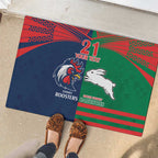 Custom Roosters-Rabbitohs Rubber Doormat NRL Tribal Half Style
