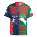 Custom Roosters-Rabbitohs Rugby Jersey NRL Tribal Half Style