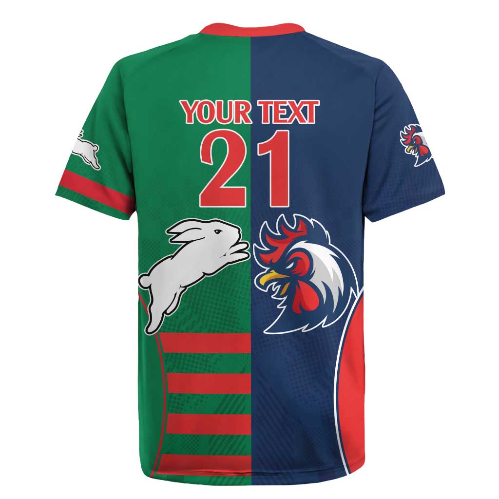 Custom Roosters-Rabbitohs Rugby Jersey NRL Tribal Half Style