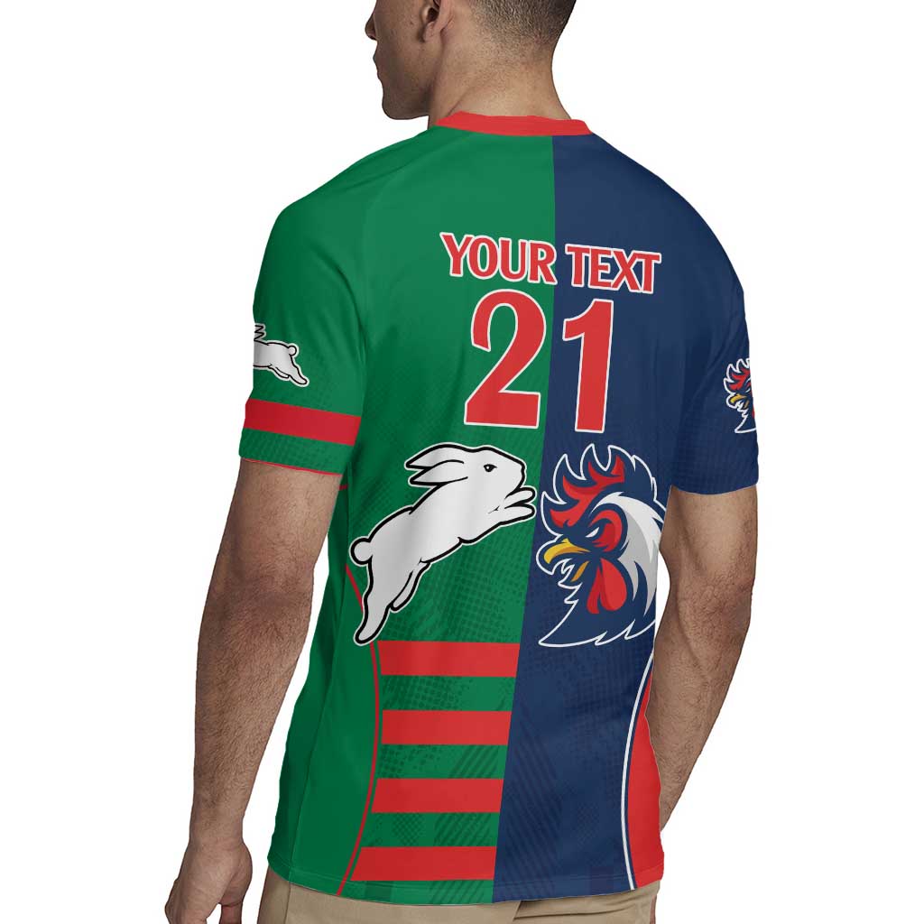 Custom Roosters-Rabbitohs Rugby Jersey NRL Tribal Half Style