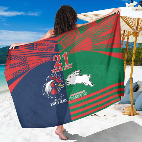 Custom Roosters-Rabbitohs Sarong NRL Tribal Half Style