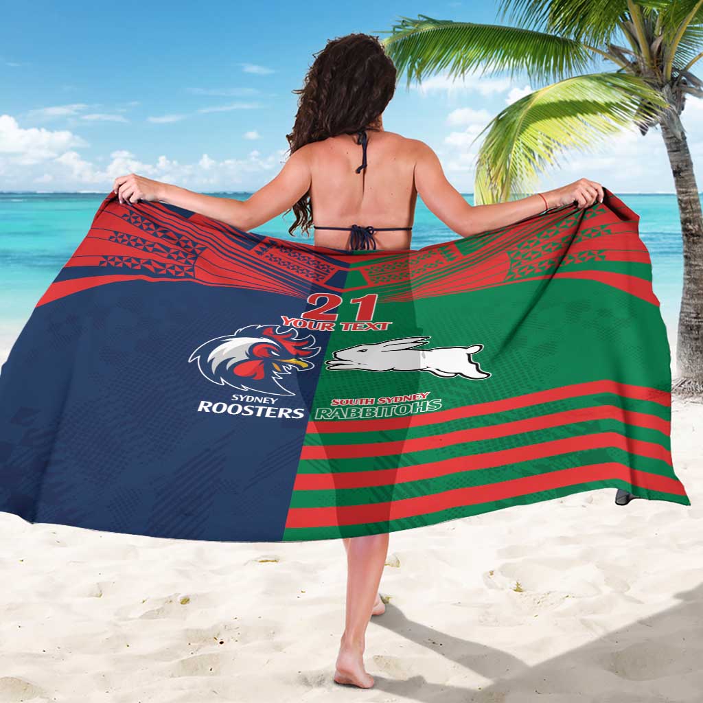 Custom Roosters-Rabbitohs Sarong NRL Tribal Half Style