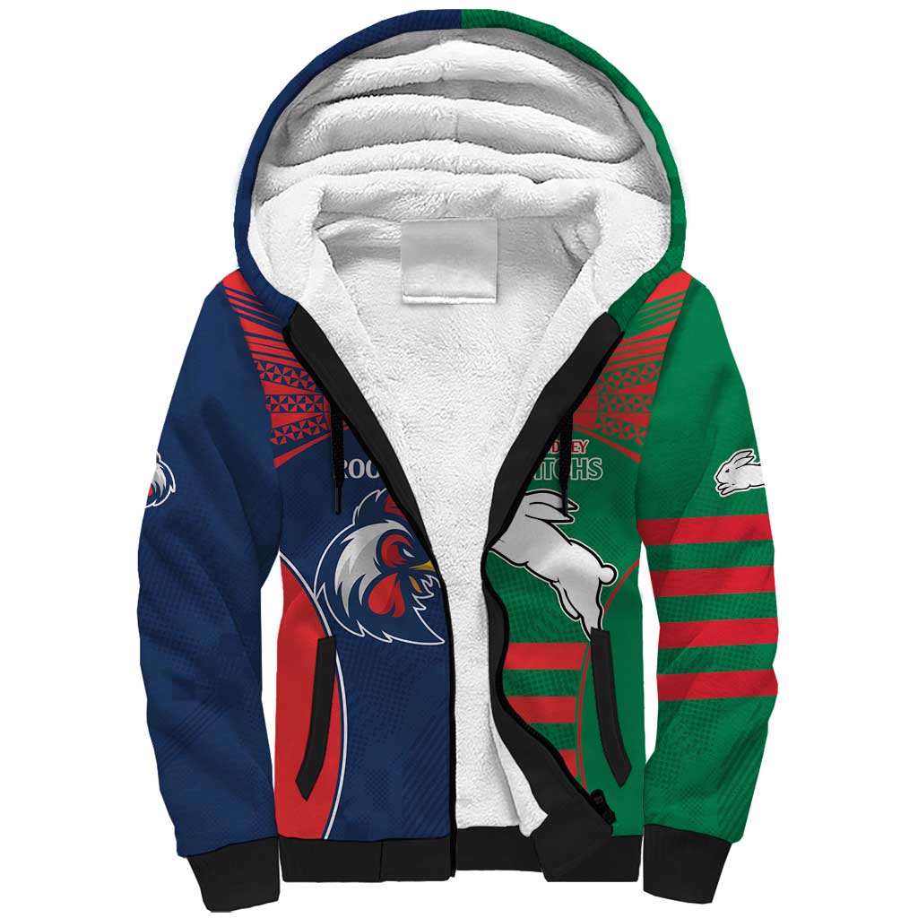 Custom Roosters-Rabbitohs Sherpa Hoodie NRL Tribal Half Style