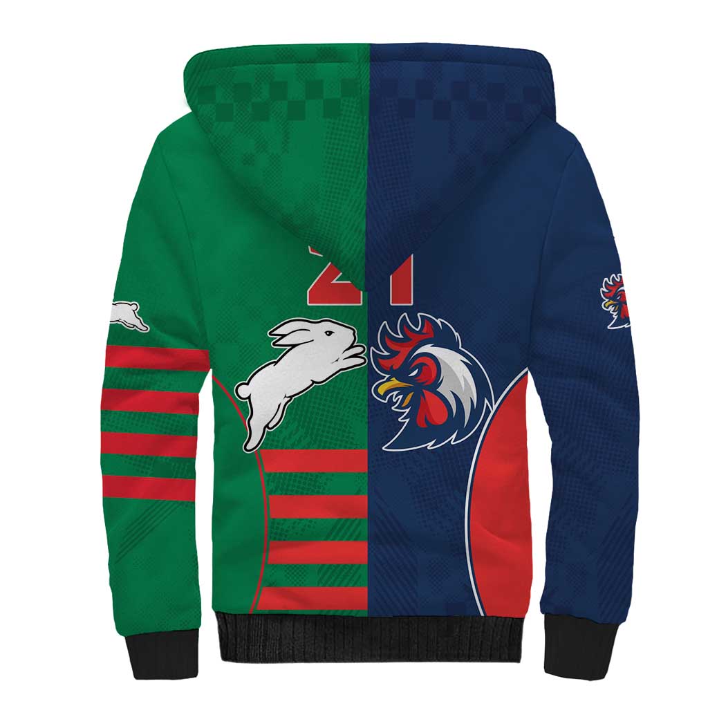 Custom Roosters-Rabbitohs Sherpa Hoodie NRL Tribal Half Style