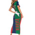 Custom Roosters-Rabbitohs Short Sleeve Bodycon Dress NRL Tribal Half Style