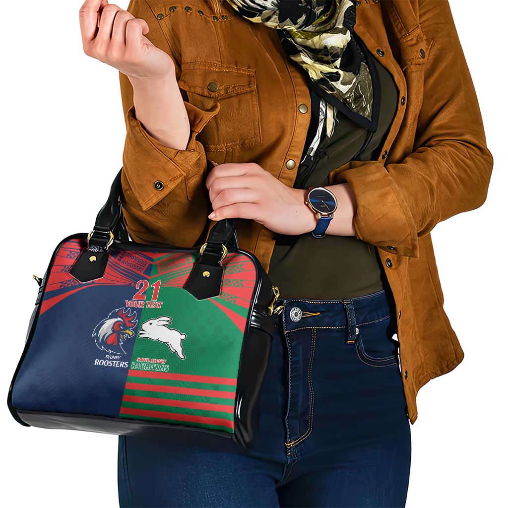 Custom Roosters-Rabbitohs Shoulder Handbag NRL Tribal Half Style