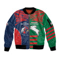 Custom Roosters-Rabbitohs Sleeve Zip Bomber Jacket NRL Tribal Half Style