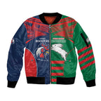Custom Roosters-Rabbitohs Sleeve Zip Bomber Jacket NRL Tribal Half Style